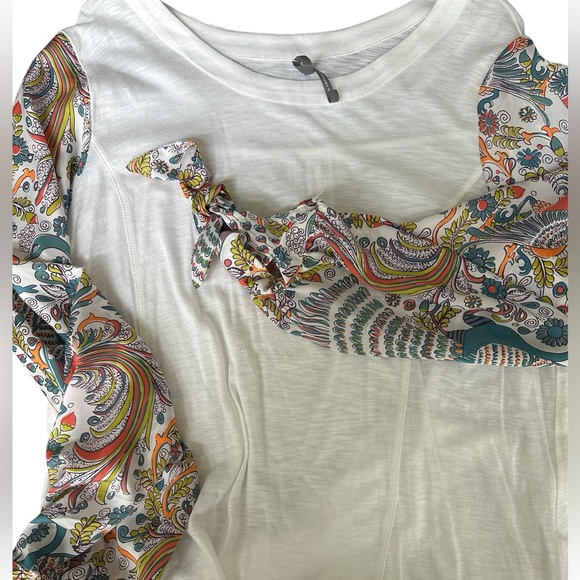 Anthropology White Top with Colorful Paisley Sleeves - Picture 9 of 9